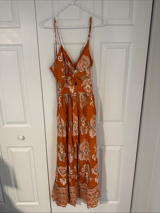 Cupshe Dresses & Skirts - Cupshe Orange Floral Spaghetti-Strap Maxi Dress